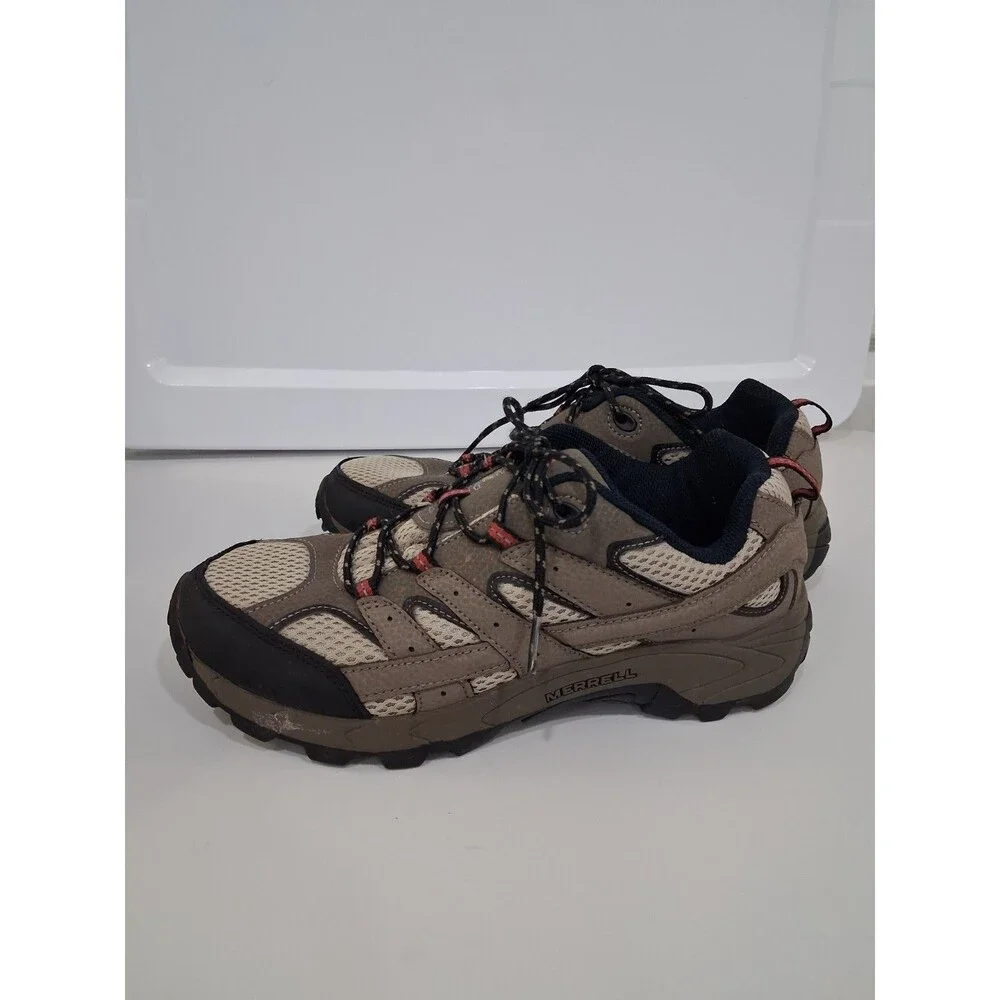 Merrell Kids Moab 2 Low Lace Hiking Sneaker  Durable Leather Textile Mesh Rubber